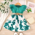 thumbnail image 2 of Otqutp Toddler Wedding Dress Cute Girls Fly Sleeve Floral Prints Princess Dress Dance Party Dresses Clothes Belt for 1 to 5 Years, 2 of 8