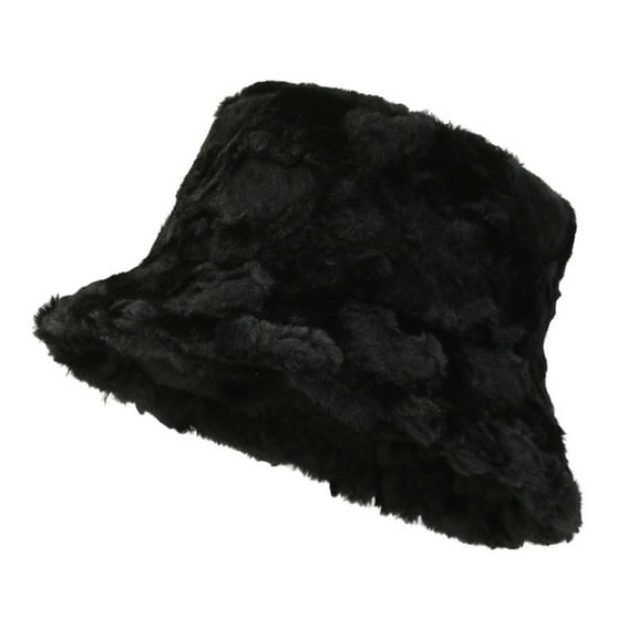 Winter Faux Fur Fuzzy Bucket Hat Fluffy Warm Hat for Women Men Furry Fisherman Cap for Casual, Trips, Sports, Skiing