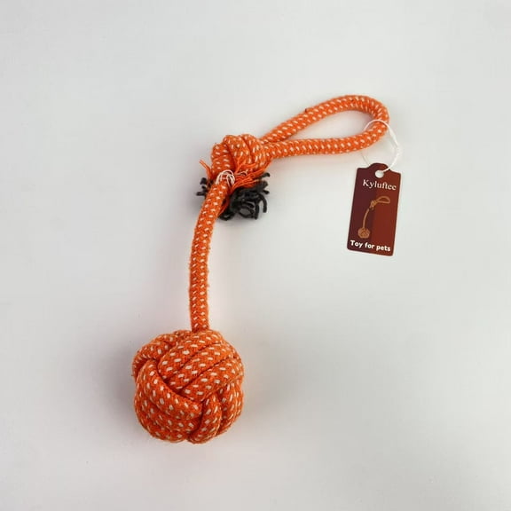 Kyluftee Toy for pets,Dog Ball Toy,Dog Interactive Rope Chew Toys Durable Teeth Throw and Tug War Plays for Medium to Large Breeds and Puppies(Orange)