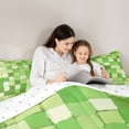 thumbnail image 5 of Homewish Fashion Green Square Bedding Comforter Set for Kids, Abstract Buffalo Piald Twin Comforter Sets, Vintage Oil Printing Reversible Bedding Set, Lightweight Room Decor, 2-Piece, 5 of 8