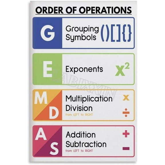 Poster Order Of Operations Math Classroom Knowledge Education Posters Wall Art Poster for Bedroom Living Room Decor Aesthetics