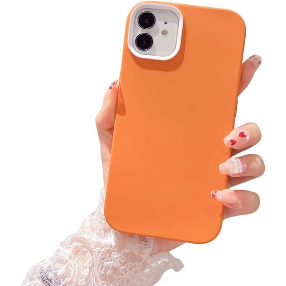 Compatible with iPhone 12 iPhone 12 Pro Case with Simple Solid Color Design Smooth Liquid Silicone Dual Layer 2 in 1 Shockproof Protective Case for iPhone 12/12 Pro-Brown