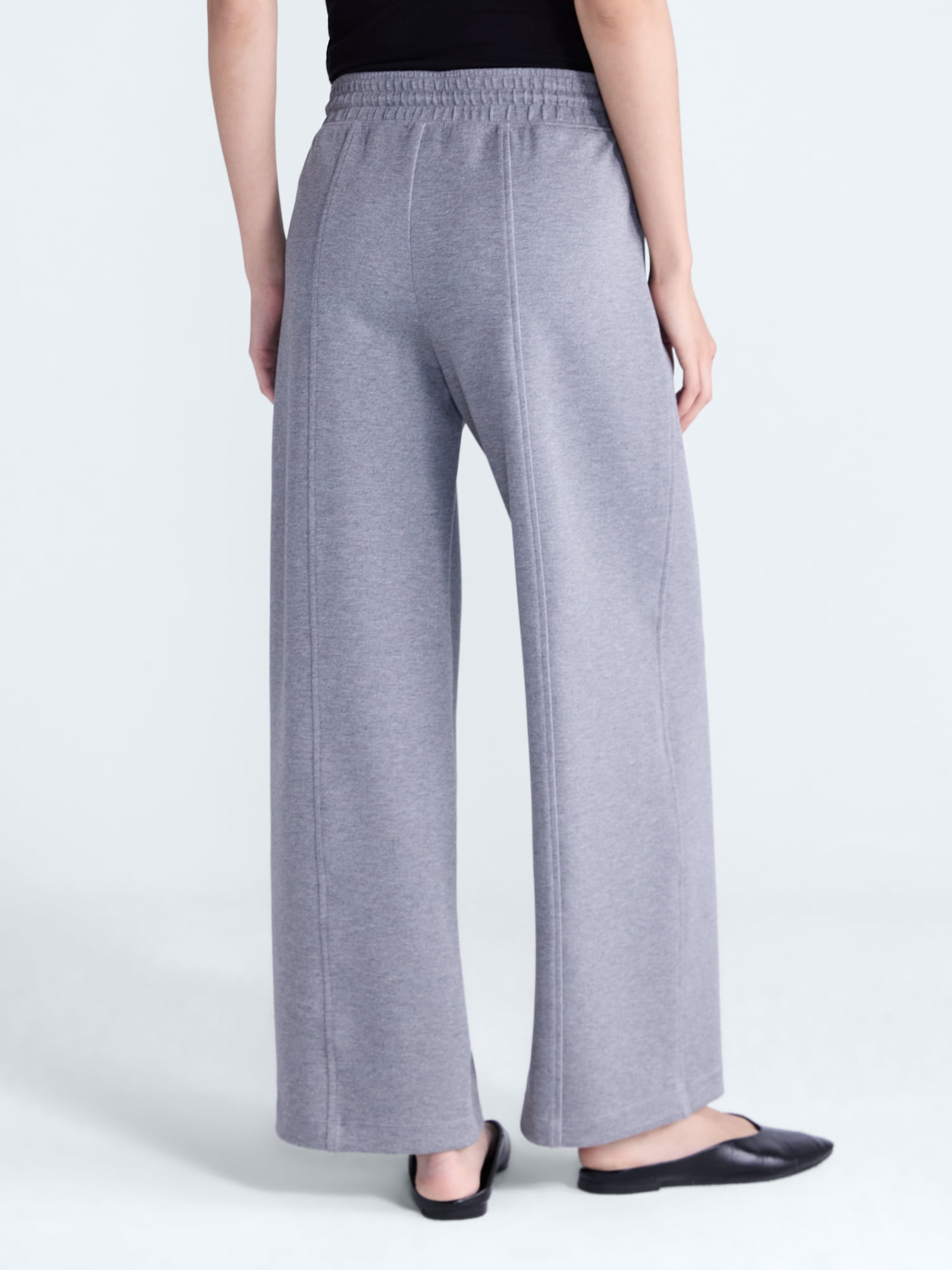 Scoop Women's and Women's Plus Scubaknit Wide Leg Tie Waist Seamed Pants, Regular, Short Lengths, Sizes XS-4X