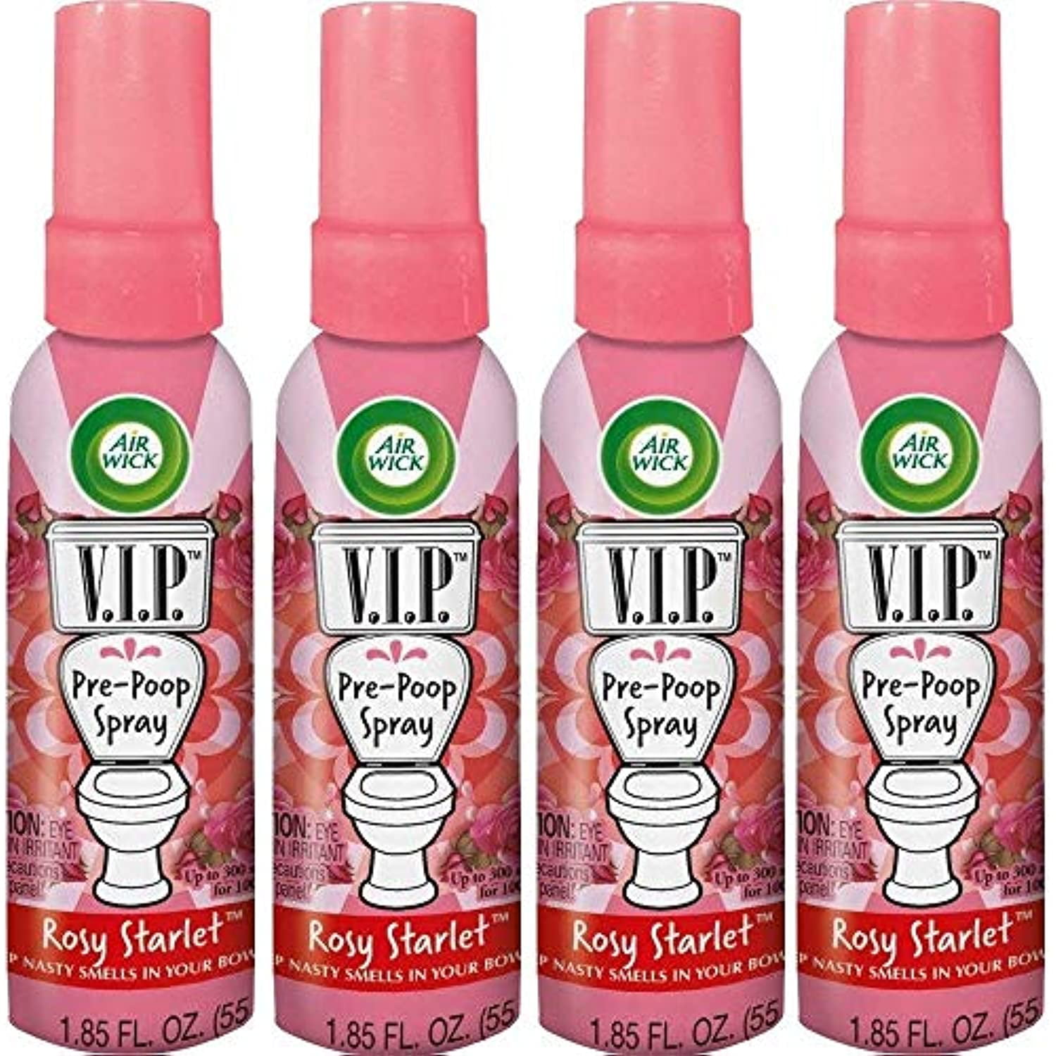 Air Wick V.I.P. Pre-Poop Toilet Spray | Rosy Starlet Scent | Contains Essential Oils | Travel Size Air Freshener | Up to 100 uses - 1.85 Ounce (Pack of 4)