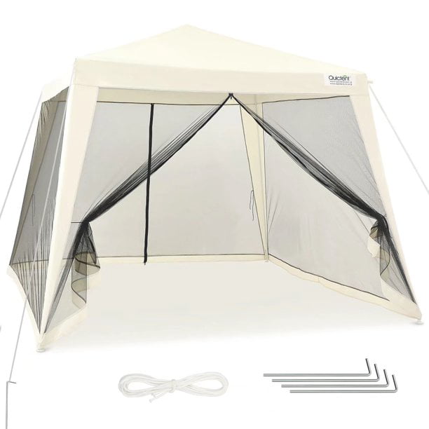 Omleiding vice versa het doel Quictent 10'x 8' Party Tent with Netting Small Screen House Tent Sun  Shelter Patio Canopy ( Beige) - Walmart.com