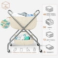 thumbnail image 5 of Collapsible Laundry Cart with Wheels 31.5"H Rolling Laundry Hamper Clothes Basket with Wheels, Canvas Liner Sturdy Steel Frame Folding for Small Narrow Space Easy Storage, Beige, 5 of 9