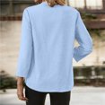 thumbnail image 4 of Camisas de Color Sólido para las Mujeres 3/4 Manga Manga Corta Cuello en V, Blusa Casual para Primavera Verano Diario, 4 of 9