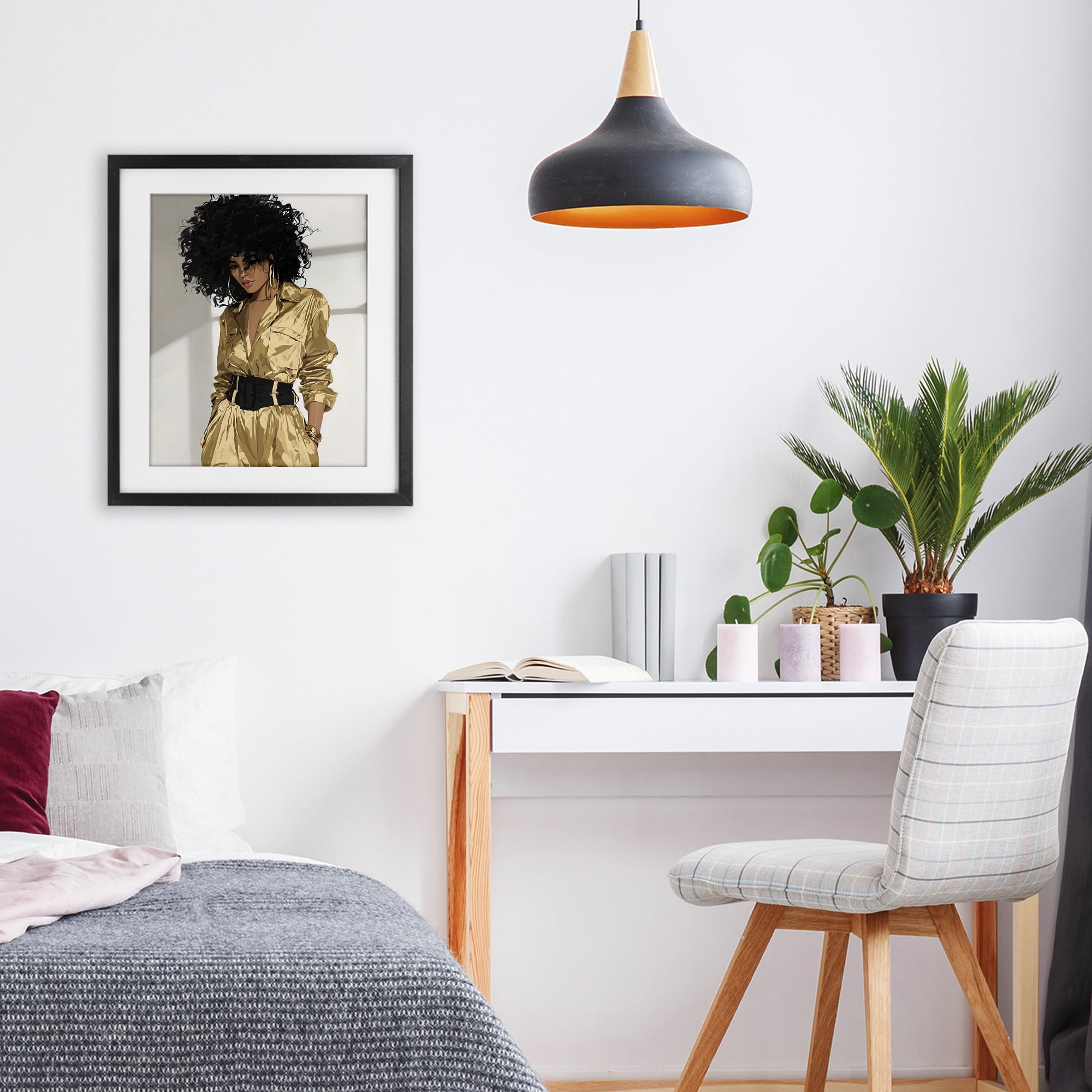 Stupell Industries Elegant Woman in Chic Jumpsuit Black Framed Print Under Glass, design by Franklyn Gregory