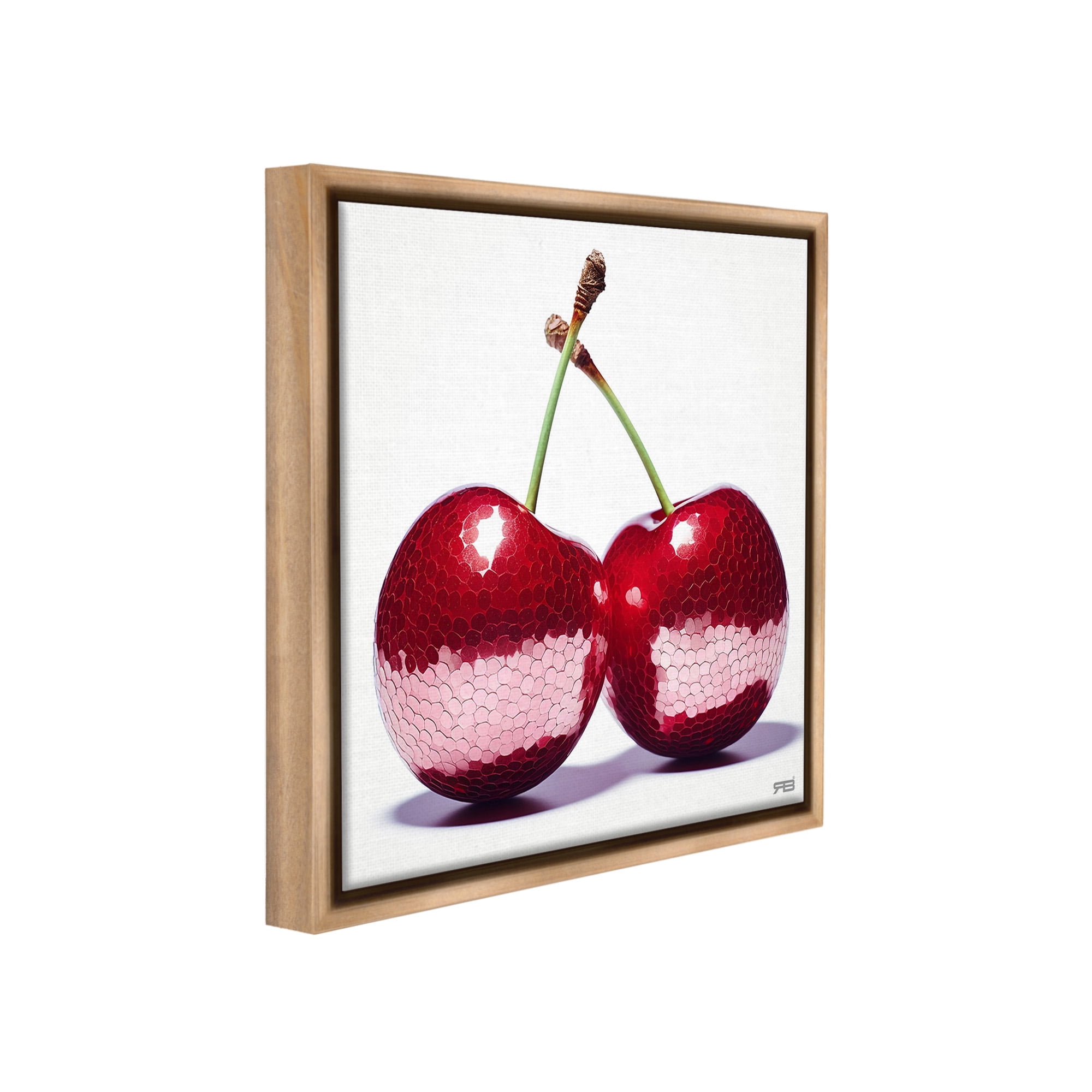 Stupell Industries Cherries with Reflection Food & Beverage Painting Brown Floater Framed Canvas Art Print Wall Art, 25 x 25