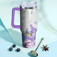 thumbnail image 6 of 40oz Butterfly Tumbler with Handle and Straw, Purple Floral Stainless Steel Insulated Cup with Lid and Straw, Travel Coffee Mug Water Bottle, Birthday Mothers Day Gifts for Women Men Animal Lovers, 6 of 6