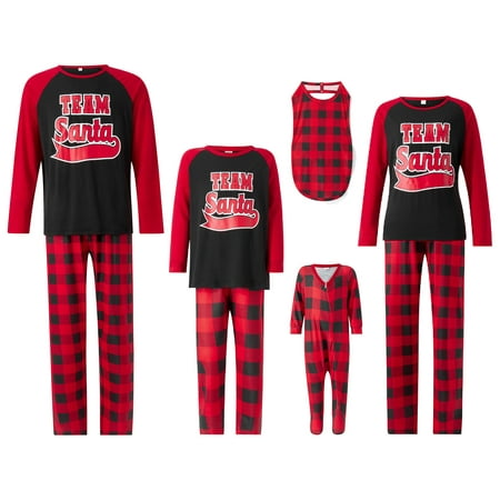 

Christmas Family Matching Pajamas Set Christmas Letter Print Tops Plaid Pants Sleepwear Nightwear Pjs