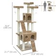 thumbnail image 3 of PawHut Cat Tree for Large Cats Adult, 70.5" Cat Tower, Multilevel Cat Furniture Activity Center with Cat Scratching Posts, Cat Condo, Ramps, Dangling Toys, Beige, 3 of 10