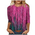 thumbnail image 2 of 3/4 Length Sleeve Womens T Shirts Fitted Summer Blouse Plus Size 3x Womens Summer Shirts Dressy Cute Summer Oversized Graphic Tshirts for Women cheap my orders, 2 of 5