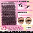 thumbnail image 2 of FANXITON DIY Lash Extension Kit 50D D Curl Individual Lashes Lash Clusters Kit Cluster Lashes Lash Bond and Seal and Lash Tweezers for Lash Clusters Kit DIY at Home C63, 2 of 3