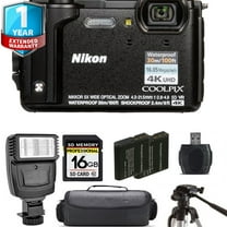 Nikon COOLPIX W300 Camera (Black)   Extra Battery   Flash  1 Yr Warranty (International Version)