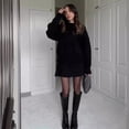 thumbnail image 2 of Preppy Chic suéter con cuello redondo Mini falda conjunto de dos piezas para mujer Otoño Invierno sólido traje de punto de manga larga trajes sueltos de calle alta, 2 of 4