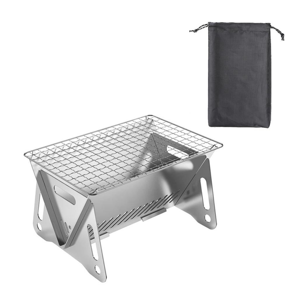 Stainless Steel Grill BBQ Charcoal Stove Outdoor Picnic Portable Folding Sxp R4O0