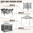 thumbnail image 4 of COBIZI Outdoor Canopy Gazebo 11x11 Pop up Gazebo Patio Gazebo with Mosquito Netting Outdoor Canopy Shelter with 121 Square feet of Shade for Outdoor Lawn, Garden, Backyard and Deck, Gray, 4 of 14