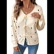 thumbnail image 1 of Suéter Tipo Cárdigan con Lazo en la Parte Delantera y Estampado de Corazones para Mujer, Prenda Exterior de Punto de Larga. Albaricoque L, 1 of 10