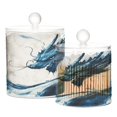 thumbnail image 2 of Wobogo Blue Dragon Clear Plastic Jar Large and Medium Combo Set Cotton Swabs Balls Dental Floss Sticks Cosmetic Storage Can, 2 of 6