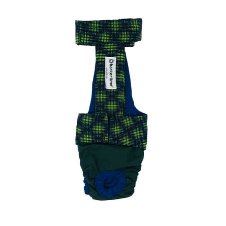 Barkertime Green Dots on Green Escape-Proof Premium Waterproof Dog Diaper Overall - Made in USA