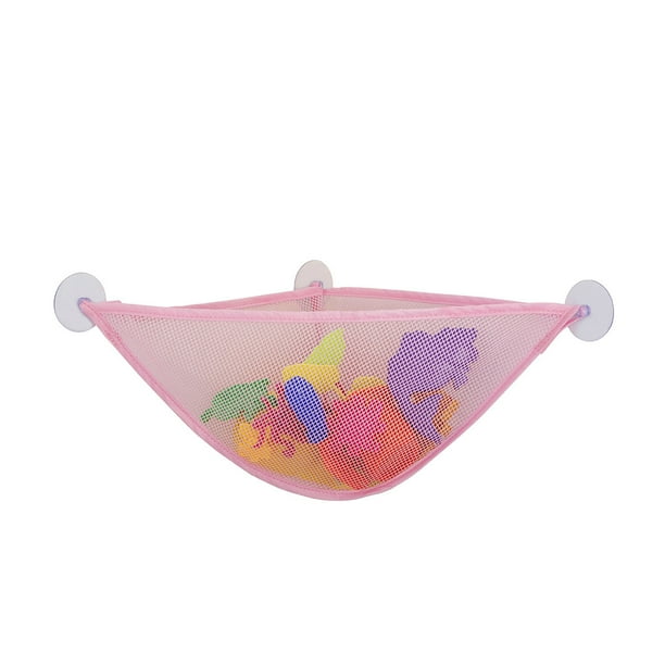 Smartasin Bath Toy Organizer Triangle Corner Shower Mesh Toy Bag with 3 Suction Cups, Kids Bath