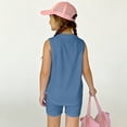 thumbnail image 4 of Summer Outfits for Kids Girls Size 7-8 Girls 2 Piece Outfits Cute Clothing Sets Casual Short Sleeve Tee Top and Y2K Shorts Athletic Lounge Set Navy 5-6 Years, 4 of 7