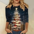thumbnail image 2 of Fashion Fall Saving Women's Shirts Fall Ladies Casual Christmas Printed Shirts Round neck Blouse Three-quarter Sleeve T-shirt Loose Top My Items, 2 of 5