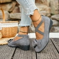 thumbnail image 2 of KEGIRLOM Women Fashionable Casual Versatile Bow Comfortable Breathable Elastic With Wedge Heel Large Shoe Gray Size 7, 2 of 6
