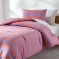 thumbnail image 2 of Lush Decor Gale Cabana Stripe? Reversible Comforter 2 Piece Set Twin/ Twin Xl Coral & Purple - Striped Bedding Set - Kids Pink Comforter - Coastal Dorm Decor, 2 of 11