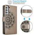 thumbnail image 6 of Mandala Wallet Case for Samsung Galaxy S21 5G,Detachable 2 in 1 PU Leather Flip Case with Magnetic Button Lanyard (9Card Slots+3Pockets+1Driver's License Pocket)-Grey, 6 of 12