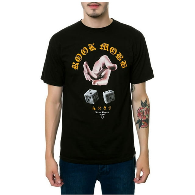 ROOK Mens The Throwin Bones Graphic T-Shirt, Black, Medium