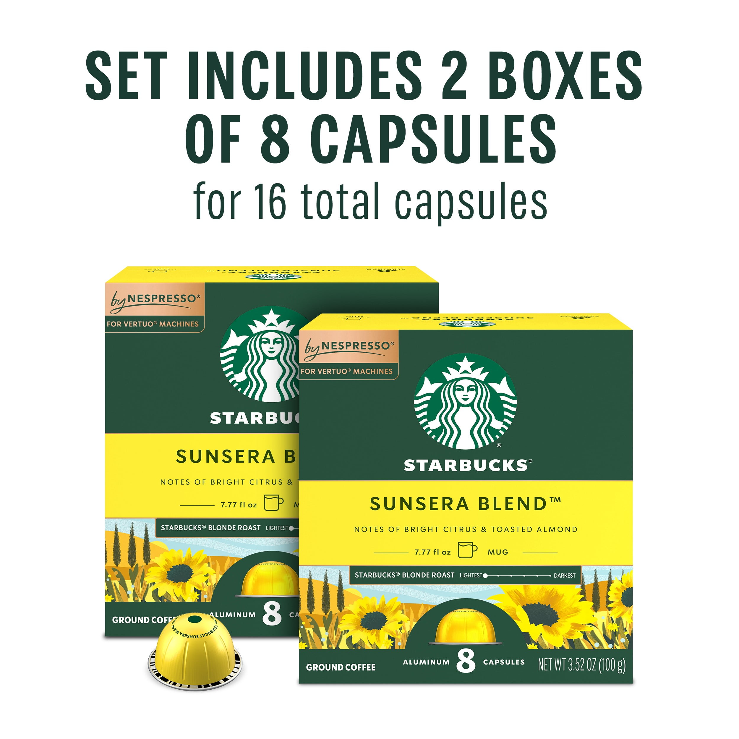 Nespresso Bundle, Vertuo Line POP Machine and Starbucks Sunsera Coffee Capsules, 16 Count