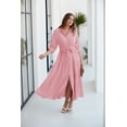 thumbnail image 5 of NAYAOTO Women's Maxi Shirt Dress - 2026 Long Sleeve Button Casual Fall A-line Work Tiered Dresses with Belt and Pockets, 5 of 7