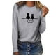thumbnail image 2 of Puntoco moda mujer cuello redondo manga larga camiseta otoño estampado blusa suelta tops Puntoco Puntoco-5077, 2 of 4