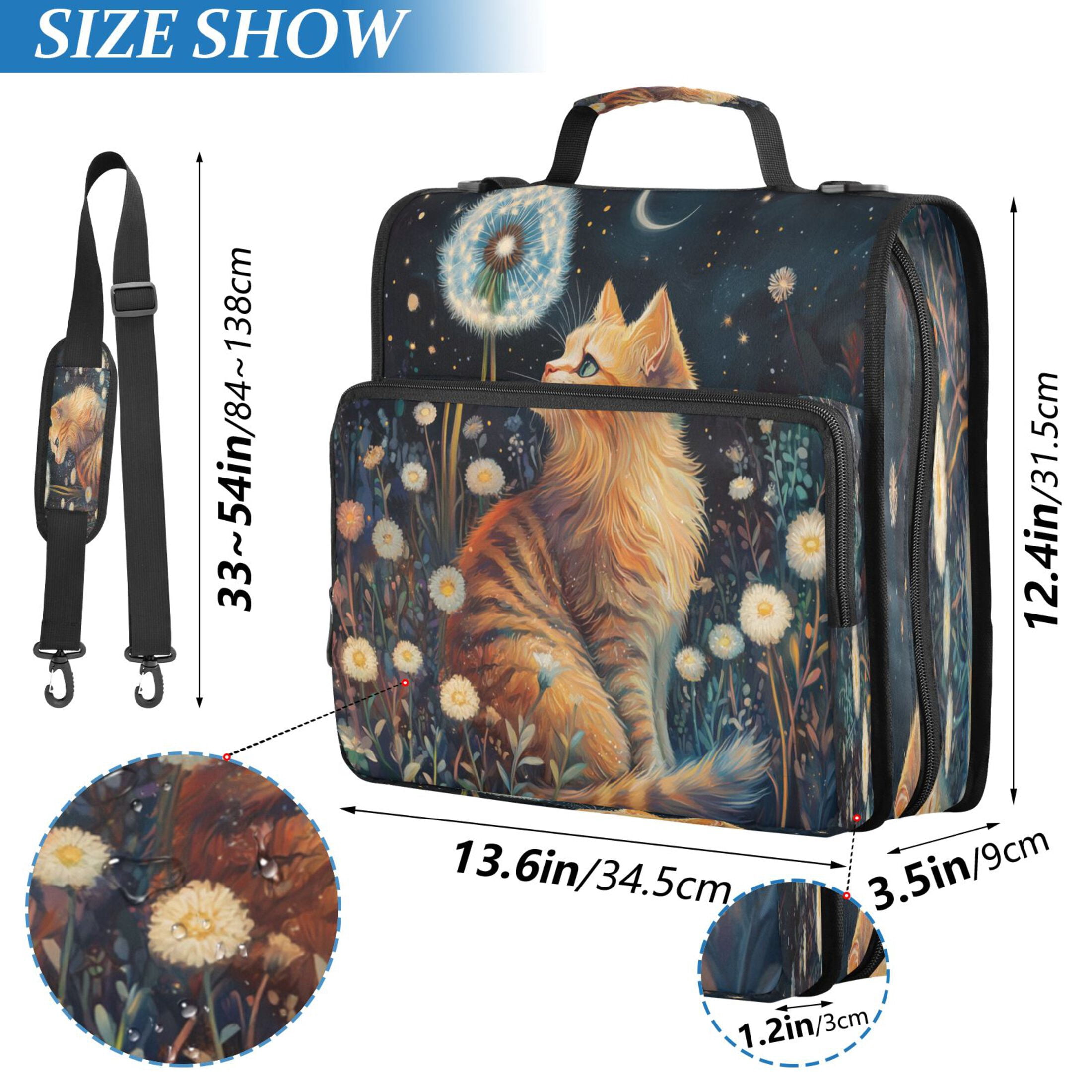 YAZAOO Zipper Binder trapper keeper Documents Organized Design Feline Wonder Printed