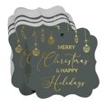 thumbnail image 3 of Inkdotpot Real Gold Foil Merry Christmas & Happy Text Tags Favor Bracket Shape Hang Pack Of 100 Paper Tags, 3 of 7