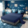 thumbnail image 4 of meiyoeat Cartoon Ocean Shark Full Size Bedding Sets for Boys, Moonlight Undersea Animal Full Size Bed in a Bag, Dark Blue, Blue Reversible, 7-Piece, 4 of 5