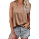 thumbnail image 1 of Camiseta sin mangas con cuello en V para mujer Color puro Acabado satinado Top sin mangas de satén de moda Color liso Caqui XXL, 1 of 6
