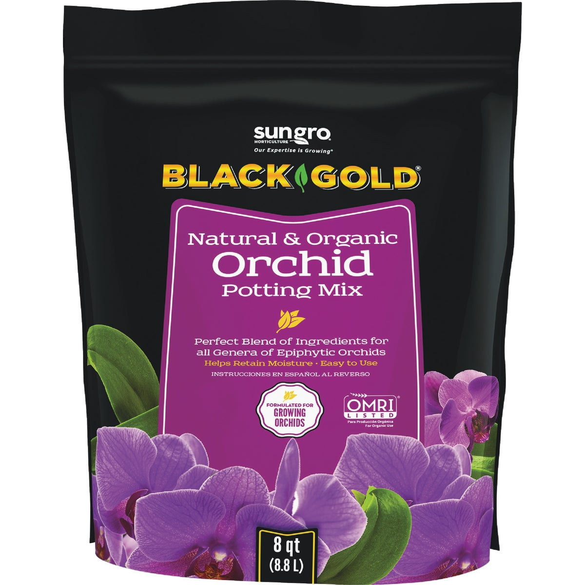 Sun Gro Orchid Bark Mix - Fine Potting Mix for Flowers - 8 Qt