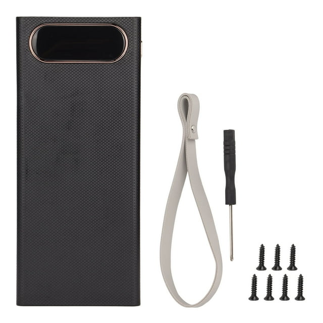 Banco de energía L16 16x18650 DIY con 2 salidas USB, 22,5 W, carga rápida, caja de batería con pantalla LCD y entrada micro tipo C, color negro