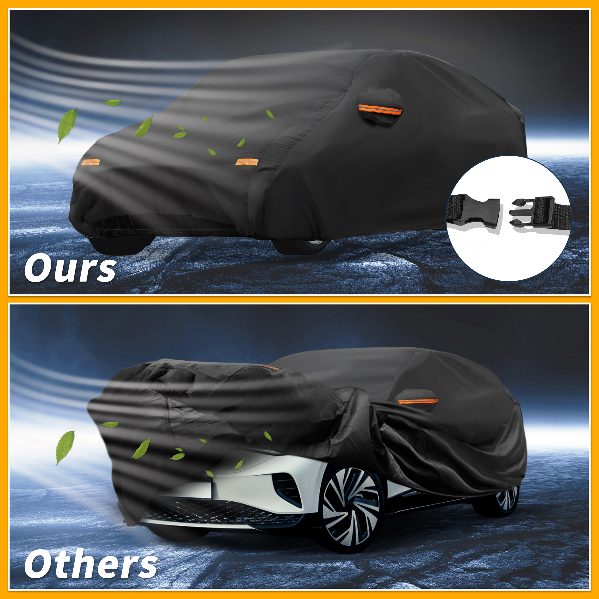Unique Bargains Car Cover for Volkswagen ID.4 190T-PU Black with Right Side Zipper