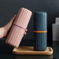 thumbnail image 2 of Portable Plastic Travel Toothbrush Case Multifunction Toothpaste Travel Case Holder for Travel, Business, Home, Camping, 3PCS, Blue+Pink+White， Toothpaste, Comb and Toothbrush are Not Included, 2 of 4