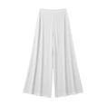 thumbnail image 3 of Maqroz Chiffon Pants for Women Dressy Plus Size Elastic High Waisted Work Trousers Slacks Culottes Wide Leg Cropped Palazzo Pants Loose Fit Boho Flowy Long Trousers Fashion Outfits Clothes White L, 3 of 5