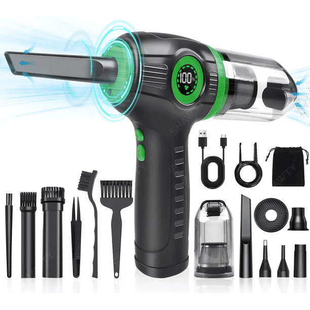 Kit de Limpieza Inalámbrico 2 en 1 Pc 15000rpm Shawty Con luz Led Soplador de Aire Para Limpieza Xtellar negro