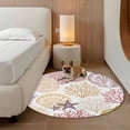 thumbnail image 2 of Coastal Coral Round Area Rug 6Ft Washable Circle Rugs for Bathroom Office, Nautical Colorful Conch Seashells Starfish Non-Slip Carpet Floor Mats Indoor Outdoor Carpet Runner Aesthetic Home Decor, 2 of 8