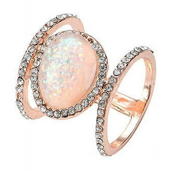 Womens Geometric Ring with Natural Moonstone Gem Stone Mosaic Alloy Metal Electroplated Irregular Design European American Fashion Ring Jewelry Gift