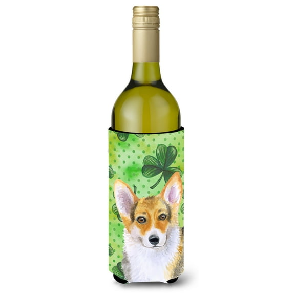 Carolines Treasures BB9816LITERK Pembroke Corgi St Patricks Wine Bottle Beverge Insulator Hugger  Wine Bottle multicolor