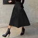 thumbnail image 4 of Faldas con lazo de cintura alta para mujer, moda coreana, faldas midi de corte A lisas y amplias, faldas ajustadas que combinan con todo, 4 of 4