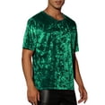 thumbnail image 4 of INSPIRE CHIC Velvet T-Shirt for Men's Classic Short Sleeve Crew Neck Tee Tops Shirts S Dark Green, 4 of 5